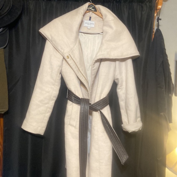 NEW / no tags——Cole Haan Red Riding Hood Asymmetrical Belted Wool Blend Coat - Picture 7 of 7